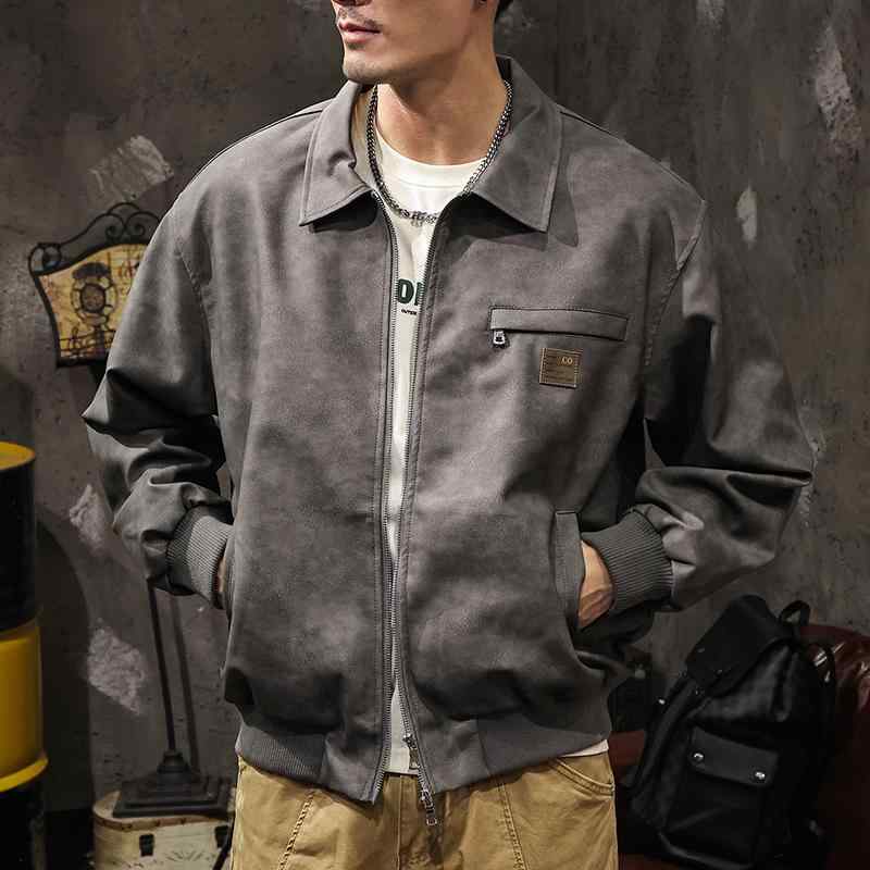 メンズ 服 シンプル ファッション オシャレ 大人 かっこいい 大きいサイズ ストリート 紳士服 Pu エコ レザーカラー アメリカン ダメージ 加工 エコ レザージャケット ライダース フライト ジャケット