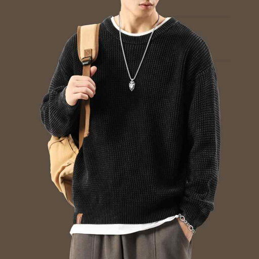 メンズ 服 シンプル ファッション オシャレ 大人 かっこいい 大きいサイズ ストリート 紳士服 セーター ゆったり 秋 ヘビー 黒 ワッフル メンズ 服 シンプル ファッション オシャレ 大人 かっこいい 大きいサイズ ストリート 紳士服 セーター ゆったり 秋 ヘビー 黒 ワッフル