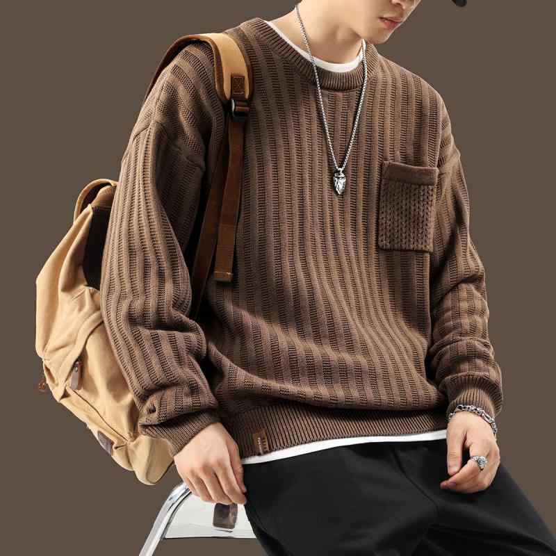 メンズ 服 シンプル ファッション オシャレ 大人 かっこいい 大きいサイズ ストリート 紳士服 アメリカン厚手 セーター 春 プルオーバー