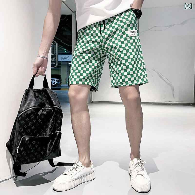 メンズ 服 シンプル ファッション オシャレ 大人 かっこいい 大きいサイズ ストリート 紳士服 五分丈 パンツ 夏 快適 ストレート チェック柄 アウター 薄手 ビーチ