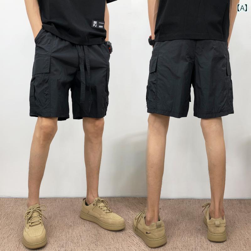 メンズ 服 シンプル ファッション オシャレ 大人 かっこいい 大きいサイズ ストリート 紳士服 夏 薄手 パンツ カジュアル ストレート レッグ ヤング ビーチ 速乾 七分丈 パンツ