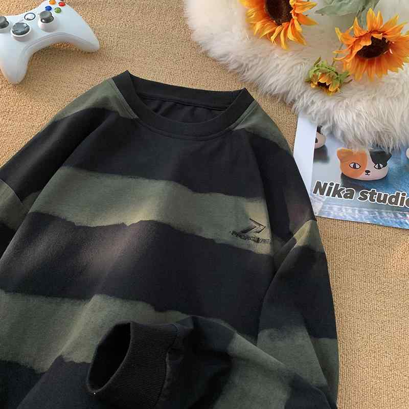 Rakuten - メンズ 服 シンプル ファッション オシャレ 大人 かっこいい 大きいサイズ ストリート 紳士服 秋 ストライプ ラウンドネック スウェットシャツ ヘビー 服 ハイエンド アメリカン ジャケット