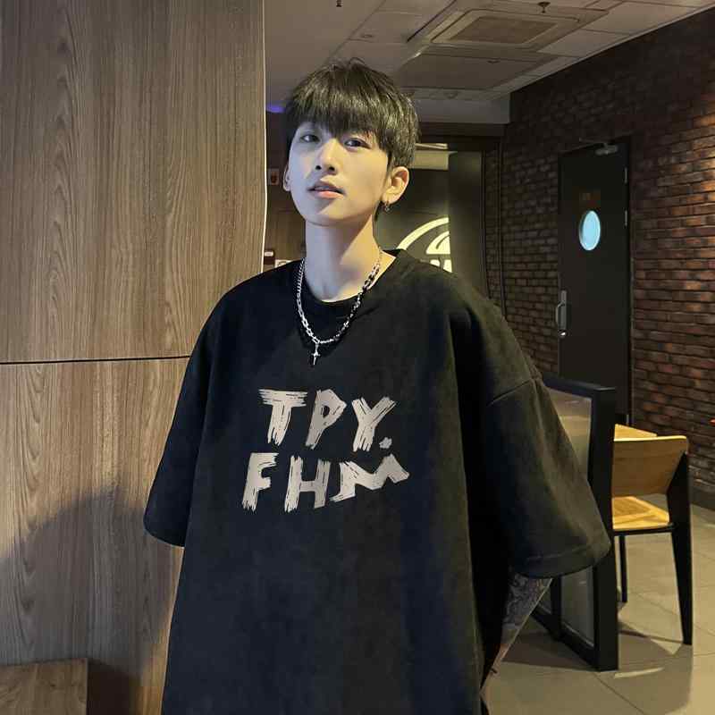 日式花纹 - メンズ 服 シンプル ファッション オシャレ 大人 かっこいい 大きいサイズ ストリート 紳士服 シンプル レター 半袖 T シャツ 夏 アメリカン ファッション 快適 ゆったり ネック