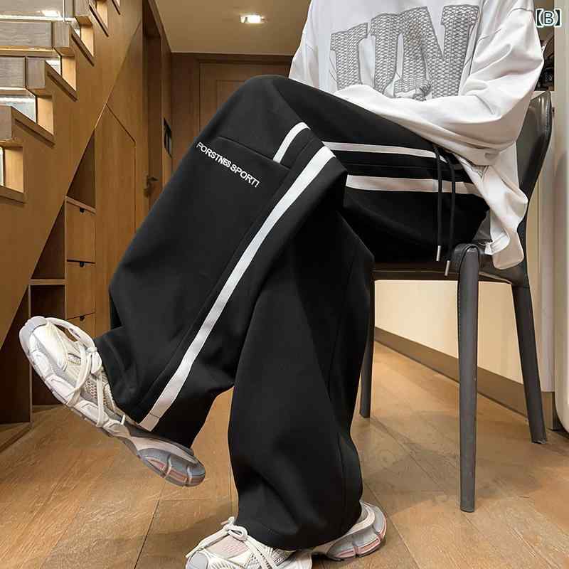 メンズ 服 シンプル ファッション オシャレ 大人 かっこいい 大きいサイズ ストリート 紳士服 ストライプパンツ 春秋 ファッション アメリカン ヘビー カジュアル パンツ ストレート スポーツ