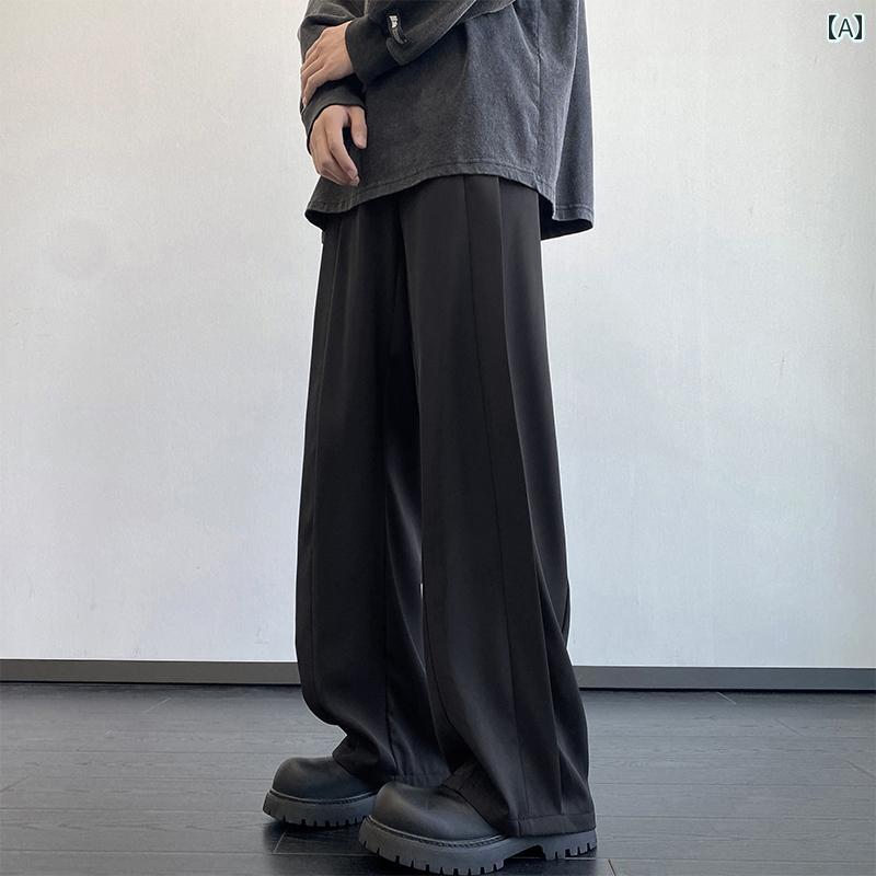 メンズ 服 シンプル ファッション オシャレ 大人 かっこいい 大きいサイズ ストリート 紳士服 アメリカン パンツ 秋 ドレープ ハイエンド ワイド レッグ カジュアル ゆったり ストレート フロア レングス