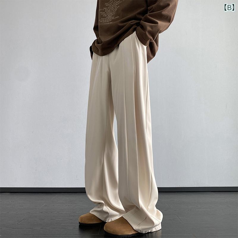 メンズ 服 シンプル ファッション オシャレ 大人 かっこいい 大きいサイズ ストリート 紳士服 アメリカン パンツ 秋 ドレープ ハイエンド ワイド レッグ カジュアル ゆったり ストレート フロア レングス