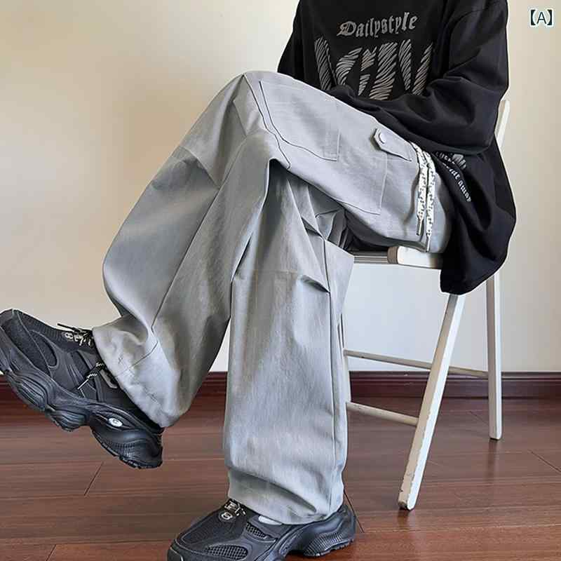 メンズ 服 シンプル ファッション オシャレ 大人 かっこいい 大きいサイズ ストリート 紳士服 秋 ビッグ ポケット ストレート カジュアル パンツ ワイド レッグ アメリカン