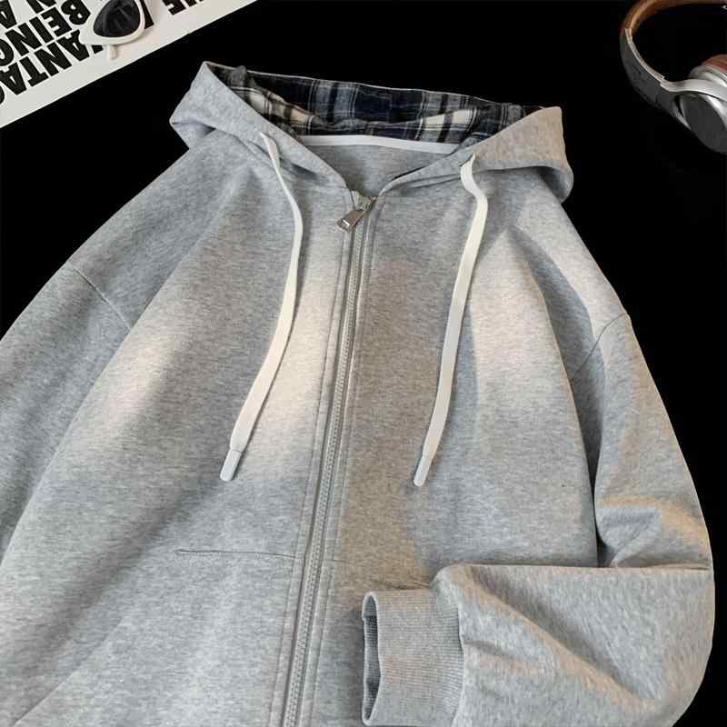 メンズ 服 シンプル ファッション オシャレ 大人 かっこいい 大きいサイズ ストリート 紳士服 チェック柄 カーディガンフード スウェットシャツ 秋 アメリカン ヘビー トップス ジャケット