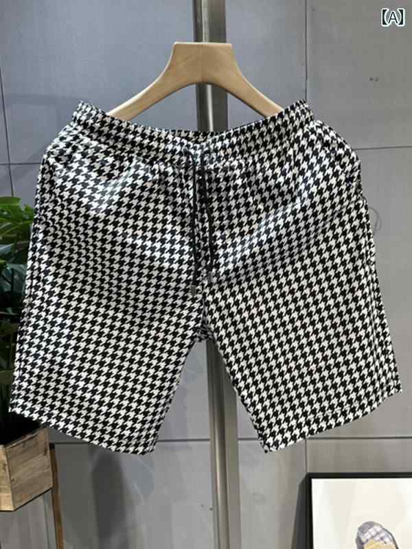 メンズ 服 シンプル ファッション オシャレ 大人 かっこいい 大きいサイズ ストリート 紳士服 夏 薄手 冷感 チェック柄 カジュアル パンツ スポーツ 五分丈 ビーチ