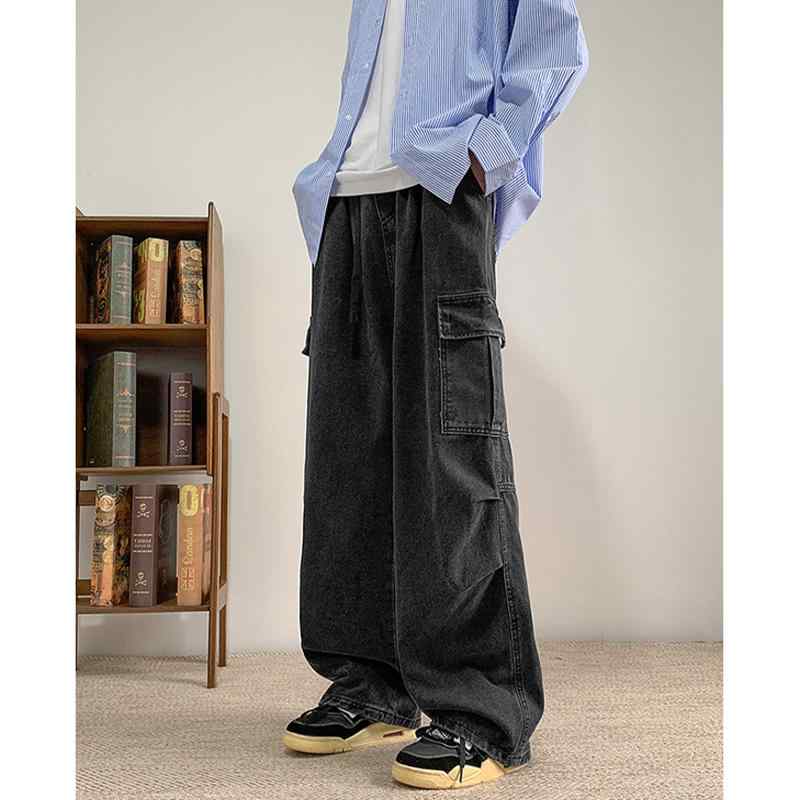 Pants - メンズ 服 シンプル ファッション オシャレ 大人 かっこいい 大きいサイズ ストリート 紳士服 ビッグ ポケット カーゴ ジーンズ 春秋 ヴィンテージ ストレート パンツ アメリカン ワイド