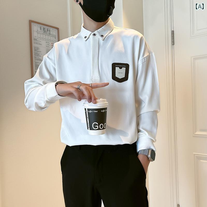 メンズ 服 シンプル ファッション オシャレ 大人 かっこいい 大きいサイズ ストリート 紳士服 スウェットシャツ 長袖 ポロシャツ ハイエンド トップス