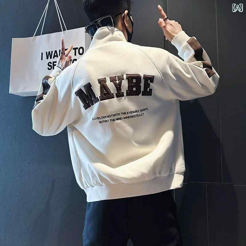 メンズ 服 シンプル ファッション オシャレ 大人 かっこいい 大きいサイズ ストリート 紳士服 レター ジャケット カジュアル トップス