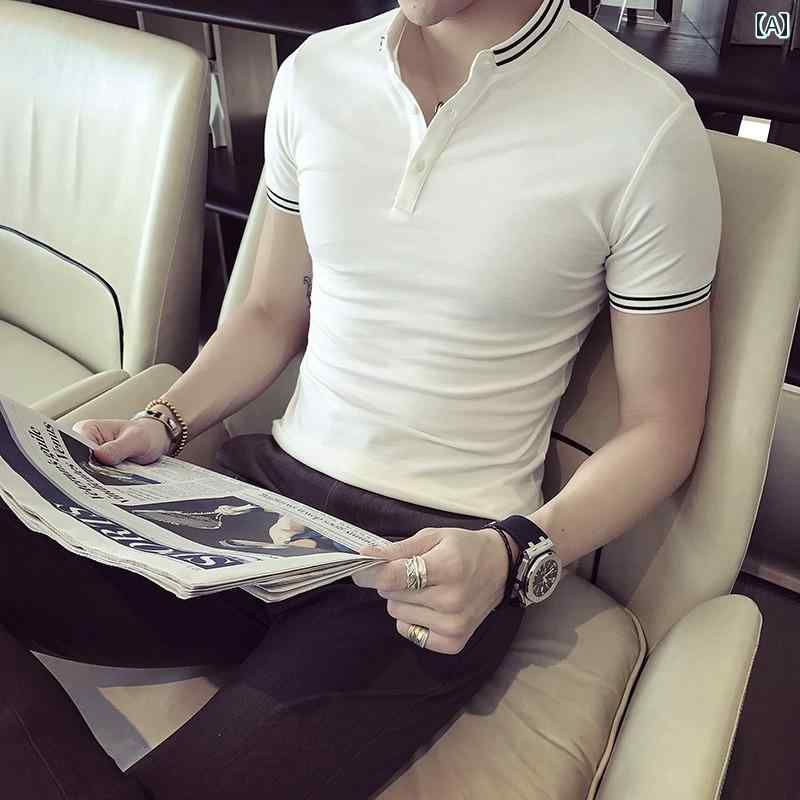 メンズ 服 シンプル ファッション オシャレ 大人 かっこいい 大きいサイズ ストリート 紳士服 冷感 スタンドカラー ポロシャツ 半袖 夏 快適 T シャツ