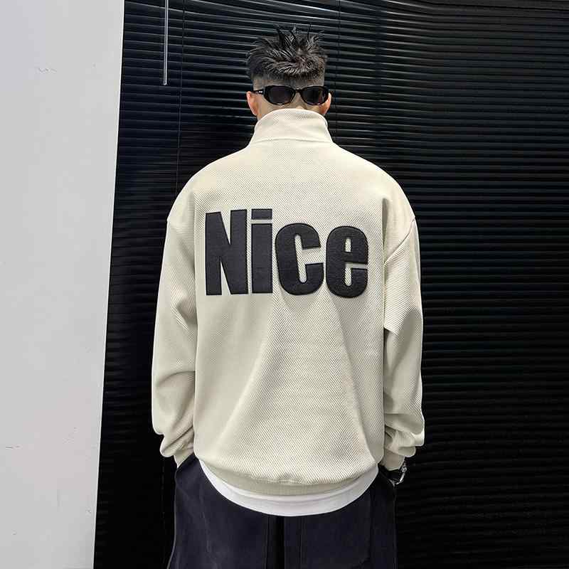 メンズ 服 シンプル ファッション オシャレ 大人 かっこいい 大きいサイズ ストリート 紳士服 スタンドカラー スウェットシャツ 春　秋 厚手 アメリカン レター カジュアル ツイル ジャケット