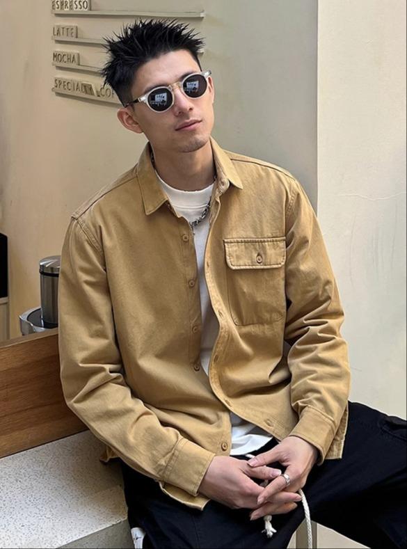 メンズ 服 シンプル ファッション オシャレ 大人 かっこいい 大きいサイズ ストリート 紳士服 長袖 シャツ 春　秋 快適 カジュアル ゆったり アメカジ ウォッシュド ジャケット