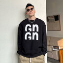 メンズ 服 シンプル ファッション オシャレ 大人 かっこいい 大きいサイズ ストリート 紳士服 レター プリント フェイク ツーピース スウェットシャツ カジュアル トップス ラウンドネック プルオーバー 厚手 アメリカン