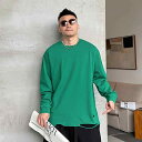 メンズ 服 シンプル ファッション オシャレ 大人 かっこいい 大きいサイズ ストリート 紳士服 春 秋 ラウンドネック 長袖 T シャツ スウェットシャツ リップド トップス 無地 ジャケット アメカジ