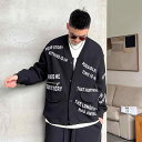 メンズ 服 シンプル ファッション オシャレ 大人 かっこいい 大きいサイズ ストリート 紳士服 春 秋 Vネック カーディガン ジャケット レター プリント ゆったり 長袖 アメカジ