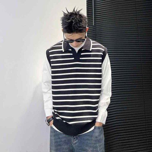 メンズ 服 シンプル ファッション オシャレ 大人 かっこいい 大きいサイズ ストリート 紳士服 フェイク ツーピース セーター ストライプ ポロ カラー カジュアル メンズ 服 シンプル ファッション オシャレ 大人 かっこいい 大きいサイズ ストリート 紳士服 フェイク ツーピース セーター ストライプ ポロ カラー カジュアル