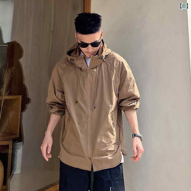 メンズ 服 シンプル ファッション オシャレ 大人 かっこいい 大きいサイズ ストリート 紳士服 夏 フード 日焼け防止 ジャケット カジュアル 速乾 薄型 通気性 トップス
