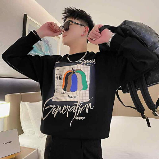 メンズ 服 シンプル ファッション オシャレ 大人 かっこいい 大きいサイズ ストリート 紳士服 ラウンドネック ファッション トップス カボチャ プリント レター スウェットシャツ メンズ 服 シンプル ファッション オシャレ 大人 かっこいい 大きいサイズ ストリート 紳士服 ラウンドネック ファッション トップス カボチャ プリント レター スウェットシャツ