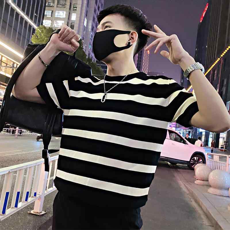 乐天商城 - メンズ 服 シンプル ファッション オシャレ 大人 かっこいい 大きいサイズ ストリート 紳士服 ストライプ 半袖 厚手 T シャツ シンプル 夏