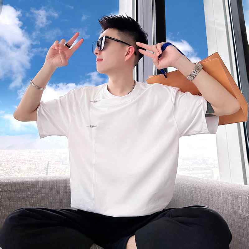 メンズ 服 シンプル ファッション オシャレ 大人 かっこいい 大きいサイズ ストリート 紳士服 T シャツ 夏 ヘビー 半袖 トップス 白(4.0)