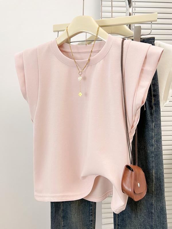 フライング スリーブ ベスト 秋 半袖 T シャツ トップス