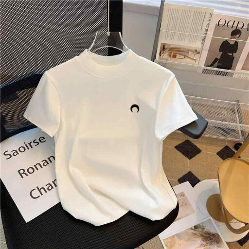 秋 スタンドカラー 綿 ショルダー トップス 半袖 T シャツ 秋 スタンドカラー 綿 ショルダー トップス 半袖 T シャツ