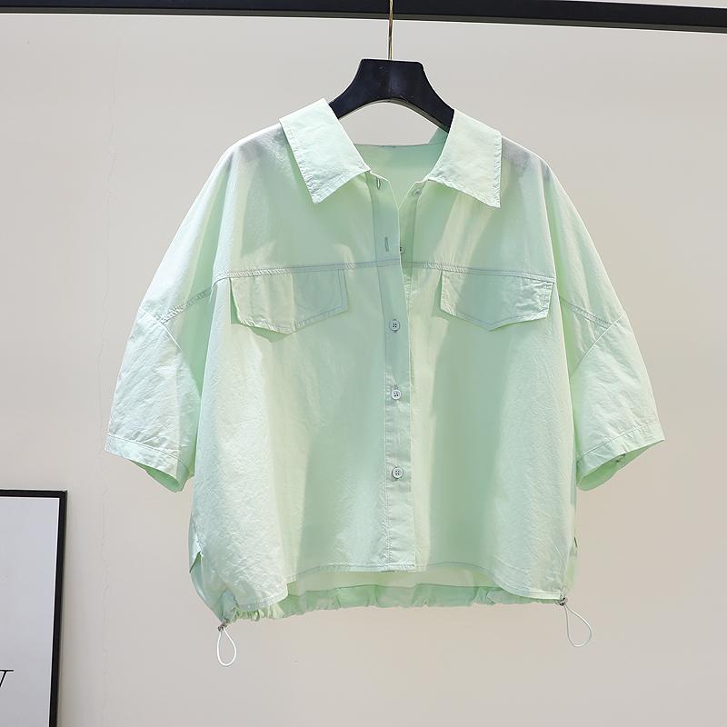 レディース ファッション 服 オシャレ カワイイ シンプル 大人カワイイ 大きいサイズ ライト グリーン コットン シャツ 秋 裾 トップス カーディガン