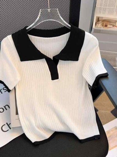 レディース ファッション 服 オシャレ カワイイ シンプル 大人カワイイ 大きいサイズ ポロ カラー シャツ 半袖 セーター トップス 秋 レディース ファッション 服 オシャレ カワイイ シンプル 大人カワイイ 大きいサイズ ポロ カラー シャツ 半袖 セーター トップス 秋