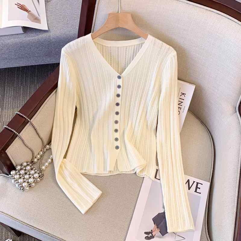 Rakuten - レディース ファッション 服 オシャレ カワイイ シンプル 大人カワイイ 大きいサイズ フレンチ 快適 ストライプ Vネック ニット カーディガン シンプル ブレスト トップス