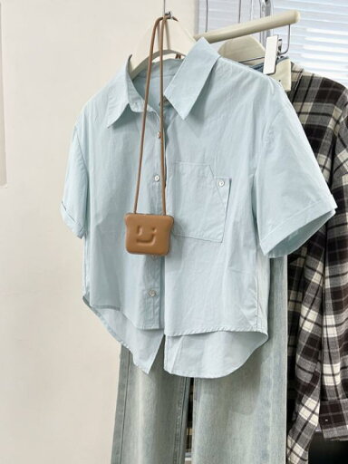 レディース ファッション 服 オシャレ カワイイ シンプル 大人カワイイ 大きいサイズ ブルー 半袖 シャツ 秋 フレンチ トップス レディース ファッション 服 オシャレ カワイイ シンプル 大人カワイイ 大きいサイズ ブルー 半袖 シャツ 秋 フレンチ トップス