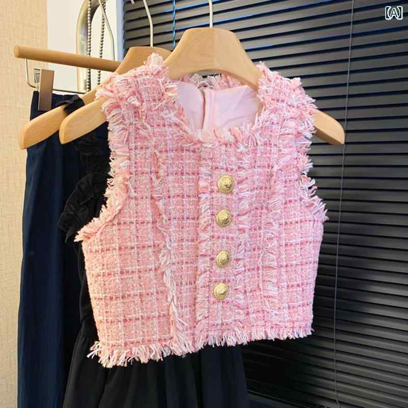 レディース ファッション 服 オシャレ カワイイ シンプル 大人カワイイ 大きいサイズ 西洋 ツイード フレグランス トップス ベスト