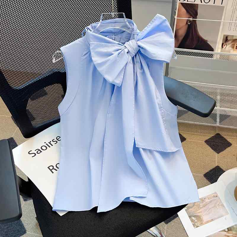 Sleeveless - レディース ファッション 服 オシャレ カワイイ シンプル 大人カワイイ 大きいサイズ フレンチ 蝶 ノースリーブ シャツ 秋 シャツ シック トップス
