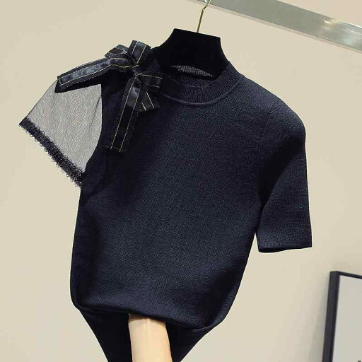 レディース ファッション 服 オシャレ カワイイ シンプル 大人カワイイ 大きいサイズ メッシュ リボン ステッチ 半袖 ニット T シャツ トップス 秋 レディース ファッション 服 オシャレ カワイイ シンプル 大人カワイイ 大きいサイズ メッシュ リボン ステッチ 半袖 ニット T シャツ トップス 秋