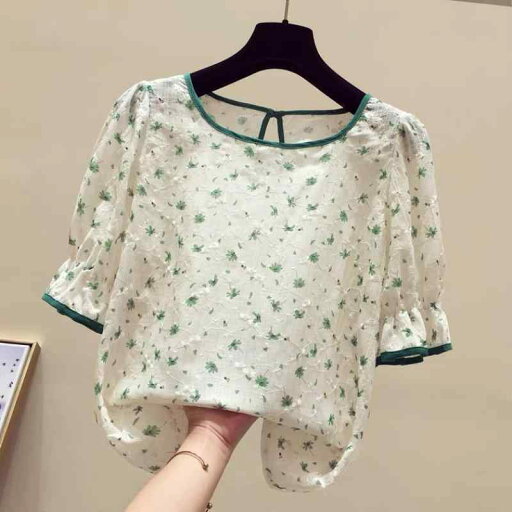 レディース ファッション 服 オシャレ カワイイ シンプル 大人カワイイ 大きいサイズ スタイル ラウンドネック パフスリーブ 花柄 シフォン シャツ 秋 レディース ファッション 服 オシャレ カワイイ シンプル 大人カワイイ 大きいサイズ スタイル ラウンドネック パフスリーブ 花柄 シフォン シャツ 秋