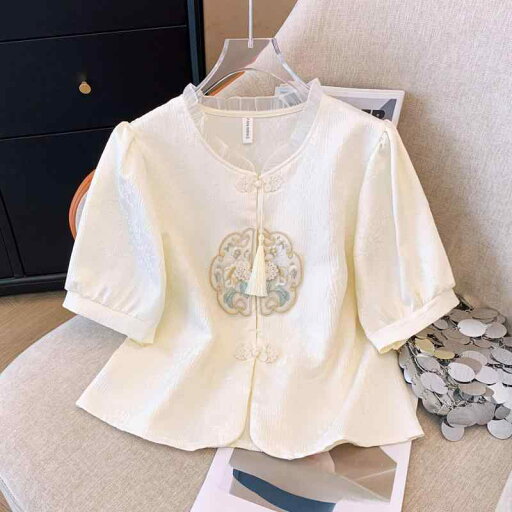 レディース ファッション 服 オシャレ カワイイ シンプル 大人カワイイ 大きいサイズ 秋 ディスク ボタン ジャカード 半袖 シャツ タッセル トップス レディース ファッション 服 オシャレ カワイイ シンプル 大人カワイイ 大きいサイズ 秋 ディスク ボタン ジャカード 半袖 シャツ タッセル トップス