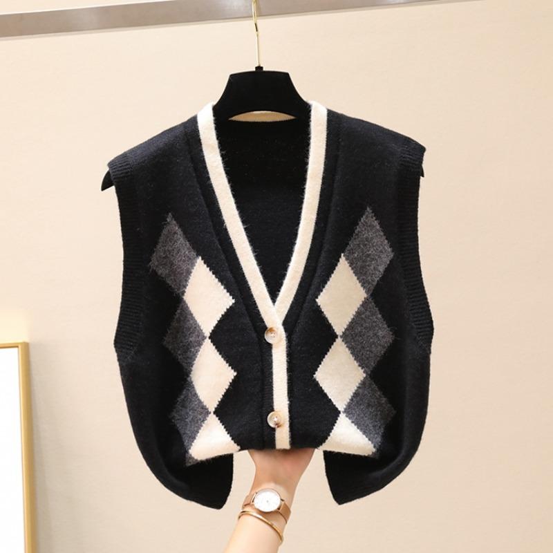 レディース ファッション 服 オシャレ カワイイ シンプル 大人カワイイ 大きいサイズ セーター ベスト Vネック カーディガン