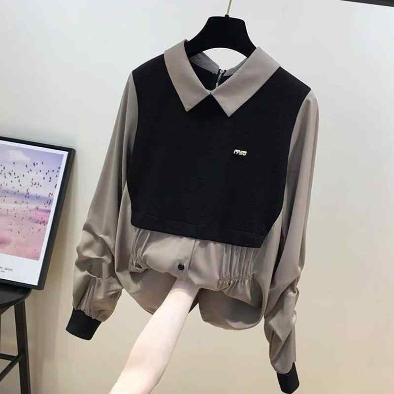 Wear （Martial Arts） - レディース ファッション 服 オシャレ カワイイ シンプル 大人カワイイ 大きいサイズ ニット フェイク ツーピース シフォン シャツ