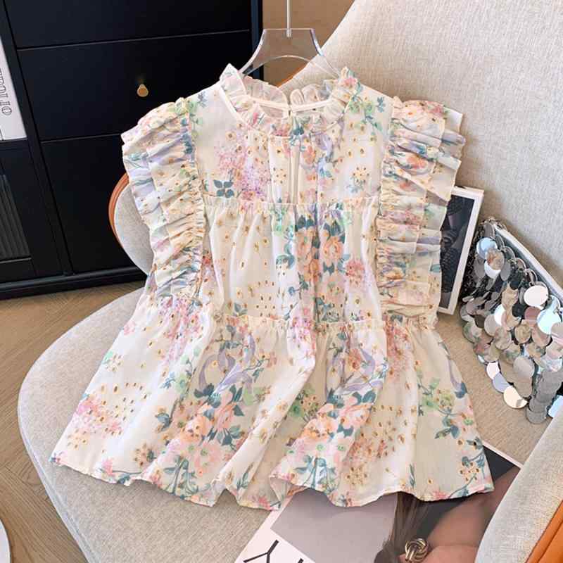 レディース ファッション 服 オシャレ カワイイ シンプル 大人カワイイ 大きいサイズ エッジ ステッチ 花柄 シャツ 秋 ノースリーブ ト..