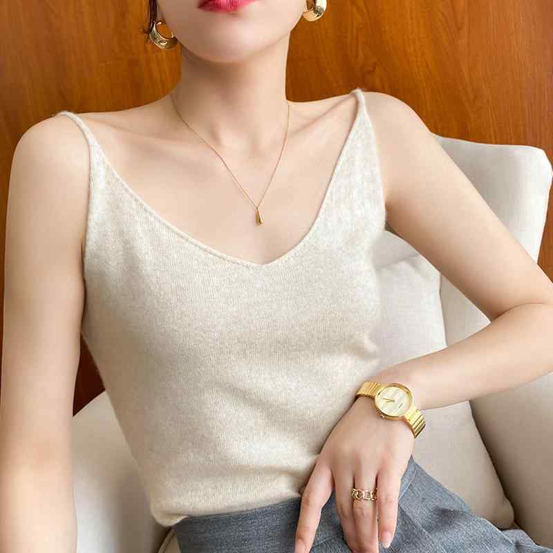 レディース ファッション 服 オシャレ カワイイ シンプル 大人カワイイ 大きいサイズ キャミソール スリム Vネック トップス ベージュ ニット ボトム ブラック スーツ