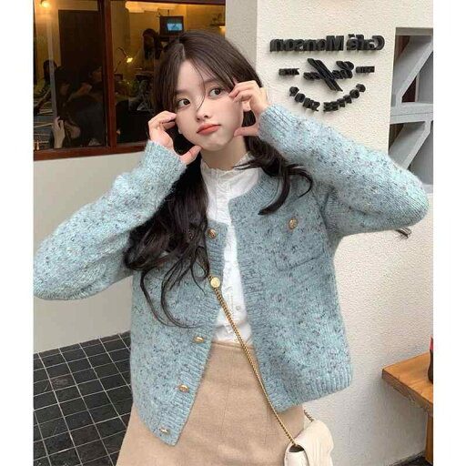 レディース ファッション 服 オシャレ カワイイ シンプル 大人カワイイ 大きいサイズ ハイエンド ゆったり 青セーター 秋冬 ニット カーディガン ジャケット レディース ファッション 服 オシャレ カワイイ シンプル 大人カワイイ 大きいサイズ ハイエンド ゆったり 青セーター 秋冬 ニット カーディガン ジャケット