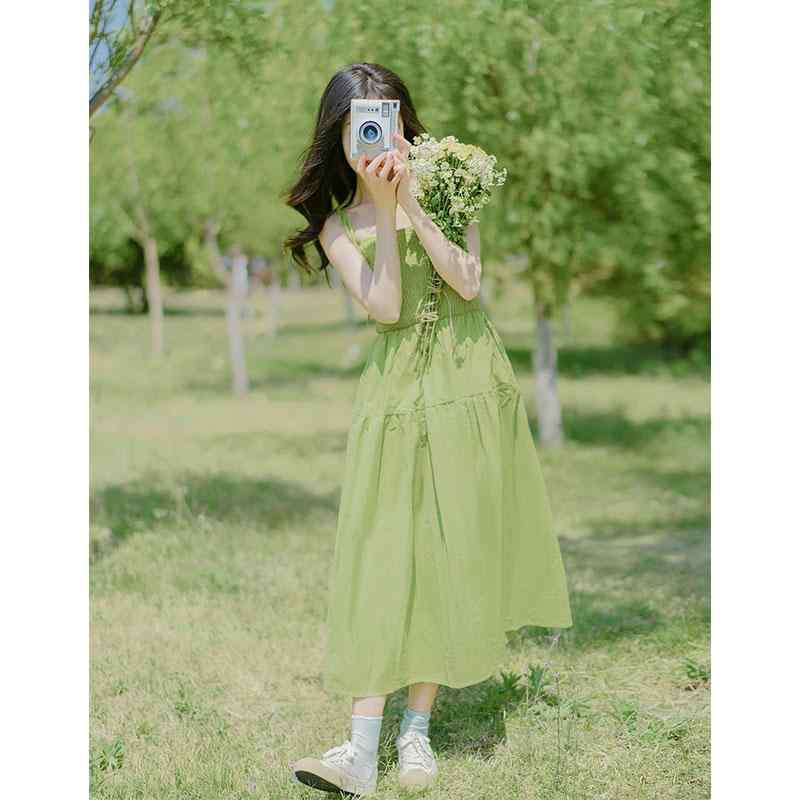 Rakuten - レディース ファッション 服 オシャレ カワイイ シンプル 大人カワイイ 大きいサイズ フレンチ グリーン フレッシュ ドレス ハイエンド カジュアル スカート 秋