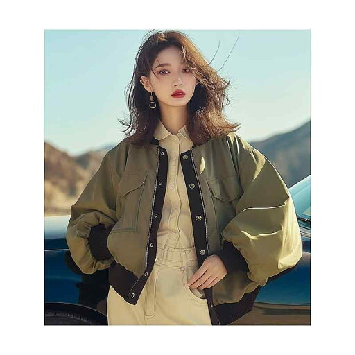 レディース ファッション 服 オシャレ カワイイ シンプル 大人カワイイ 大きいサイズ 秋 韓国 スタイル クール ルース ミリタリーグリーン パイロット スタジャン レディース ファッション 服 オシャレ カワイイ シンプル 大人カワイイ 大きいサイズ 秋 韓国 スタイル クール ルース ミリタリーグリーン パイロット スタジャン