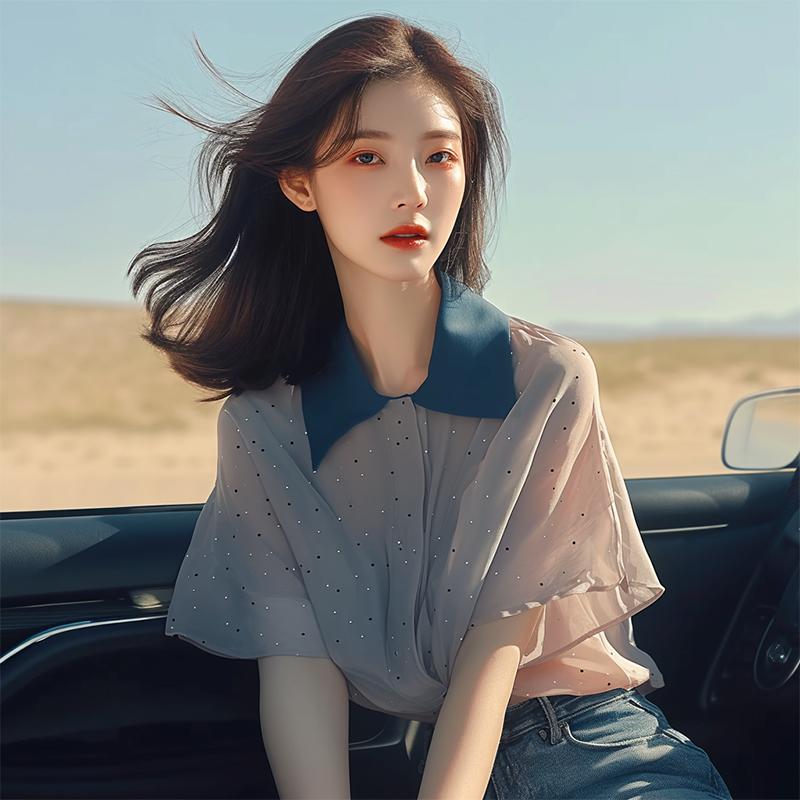 レディース ファッション 服 オシャレ カワイイ シンプル 大人カワイイ 大きいサイズ 秋 ハイエンド ヨーロピアンスタイル トップス フレンチ ストリート カーキ スパンコール 半袖 シャツ