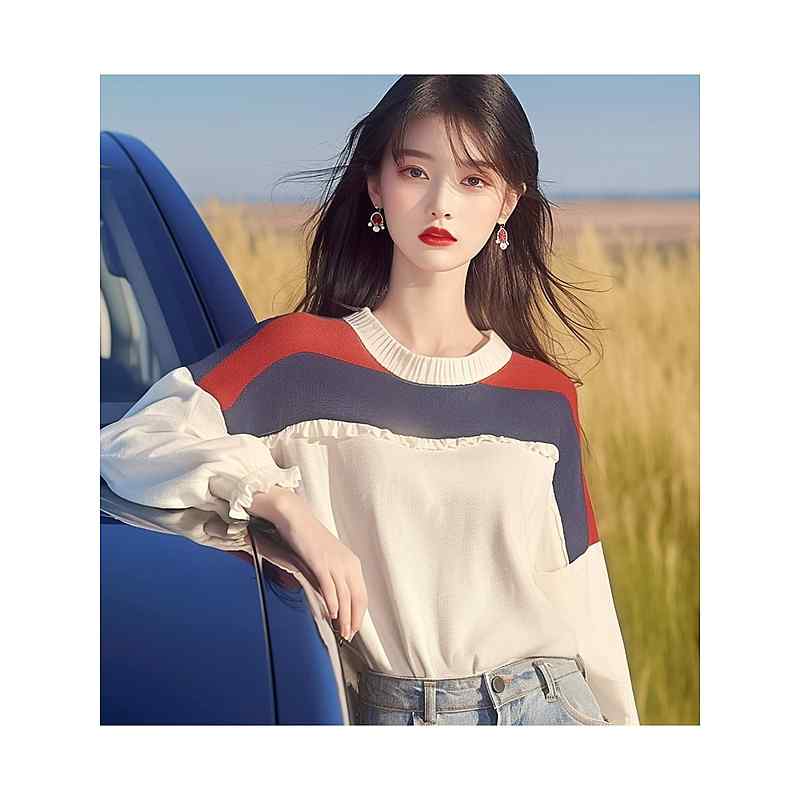 レディース ファッション 服 オシャレ カワイイ シンプル 大人カワイイ 大きいサイズ 秋 トップス 韓国 スタイル ストライプ カラー ニット 長袖 T シャツ