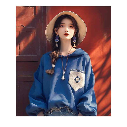 レディース ファッション 服 オシャレ カワイイ シンプル 大人カワイイ 大きいサイズ トップス シック 青プリント フード付き 長袖 スウェット シャツ レディース ファッション 服 オシャレ カワイイ シンプル 大人カワイイ 大きいサイズ トップス シック 青プリント フード付き 長袖 スウェット シャツ