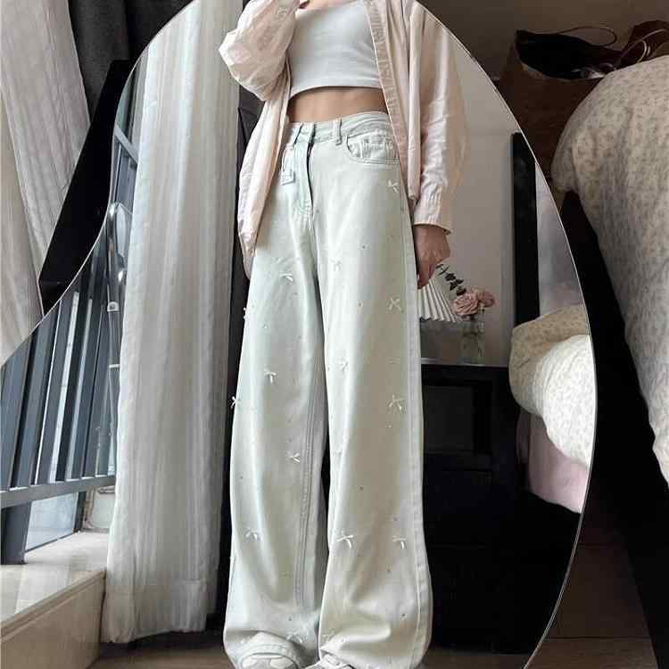 Rakuten - レディース ファッション 服 オシャレ カワイイ シンプル 大人カワイイ 大きいサイズ アメリカン パーマ カラー ジーンズ ハイウエスト スリム ストレート ワイド レッグ パンツ