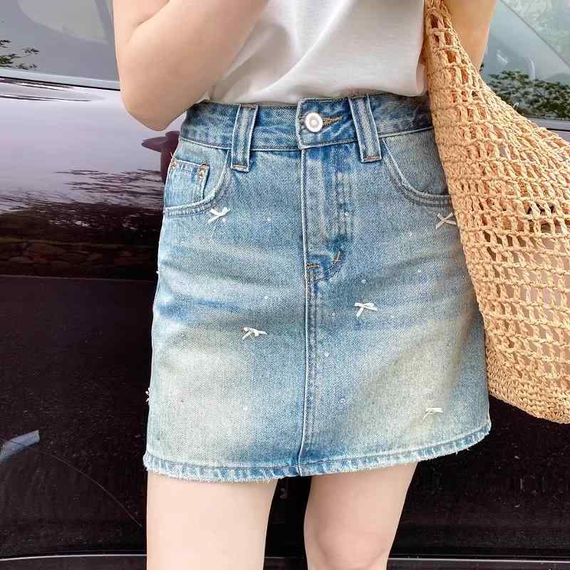 レディース ファッション 服 オシャレ カワイイ シンプル 大人カワイイ 大きいサイズ アメリカン デニム スカート 秋 ハイウエスト スリム Aライン ヒップ カバー スカート